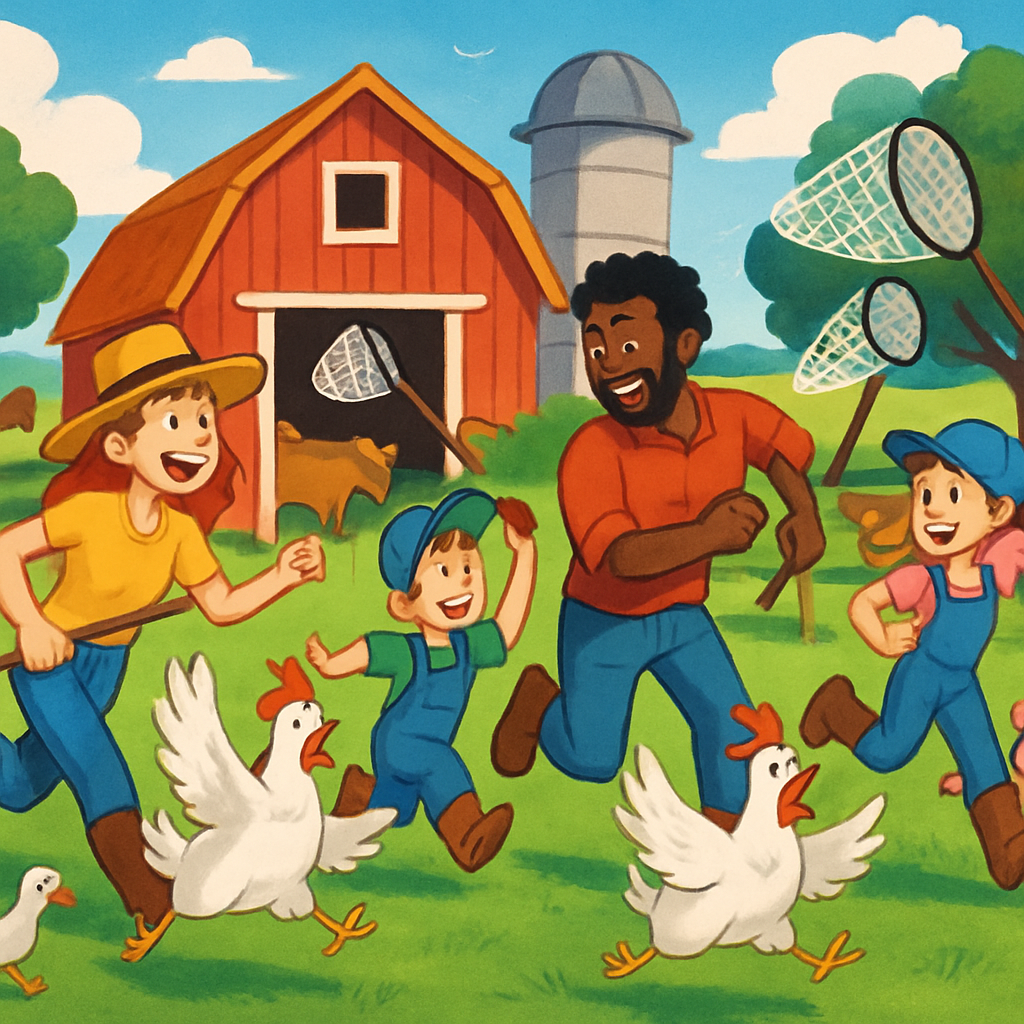 A fun game where players catch chickens on a farm
